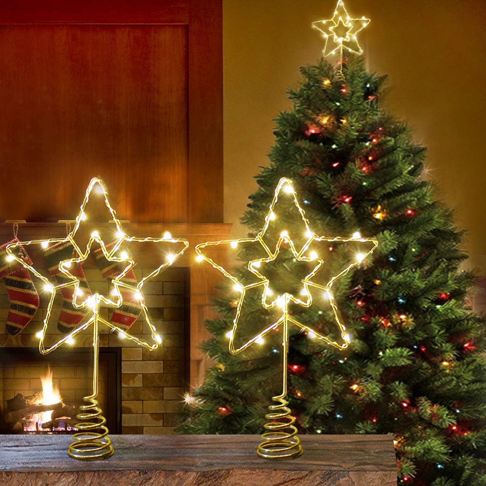 Buy Bright Zeal 2Pack 6" LED Christmas Tree Topper Star Battery