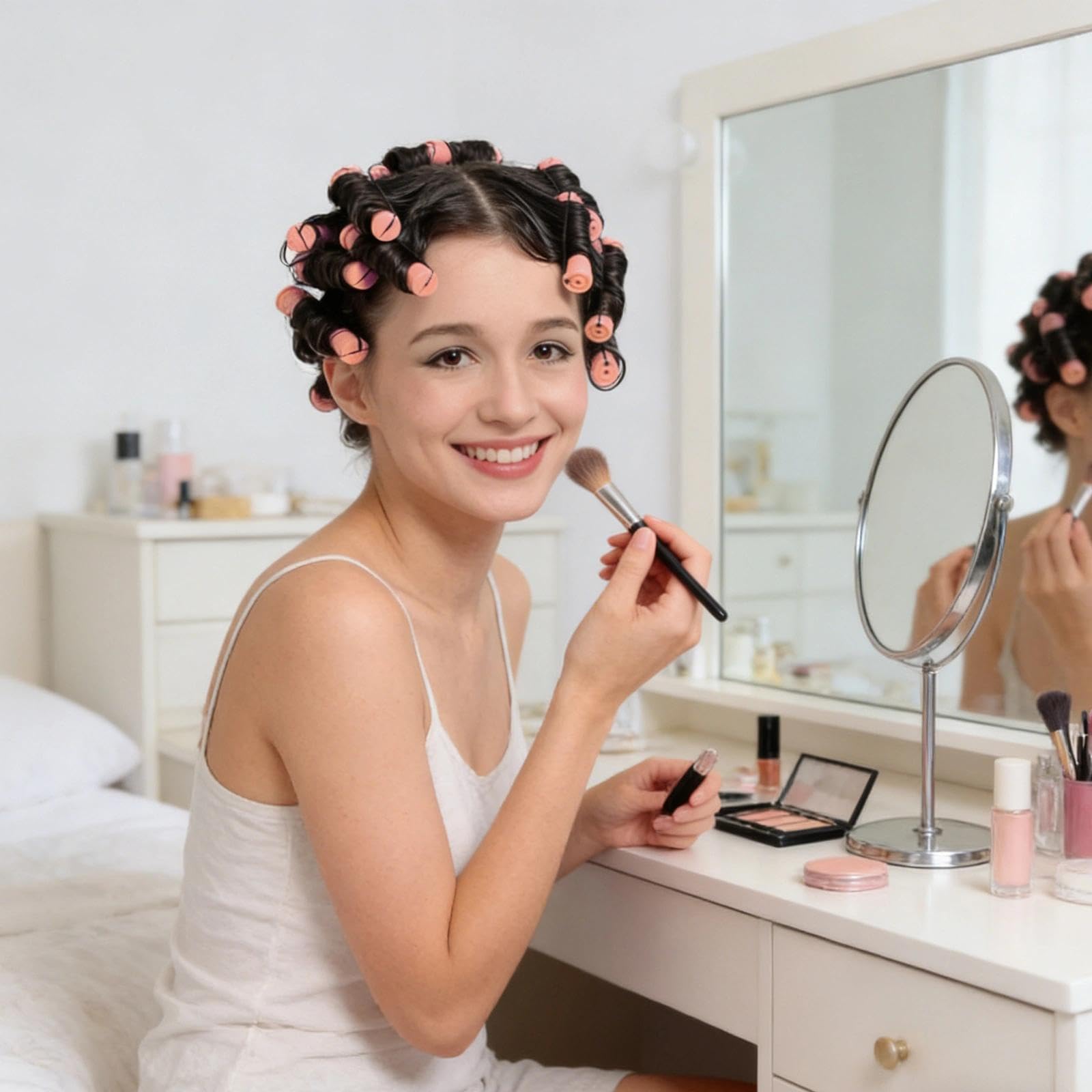 Kit Permanente Cheveux avec Bigoudis 0,51 Pouce, Set de Bigoudis pour Cheveux Courts et Longs, Kit de Bouclage avec Couvercles, Élastiques et Peigne, Outil de Coiffure pour Femmes, Utilisation Maison