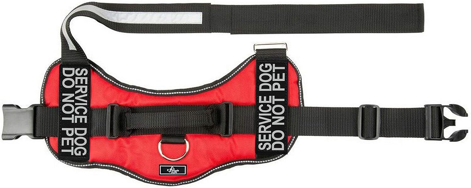 Doggie Stylz Service Dog Harness Vest Comes with 2 Reflective Service Dog DO NOT PET Patches. Please Measure Dog Before Ordering (Girth 12-16", Red)