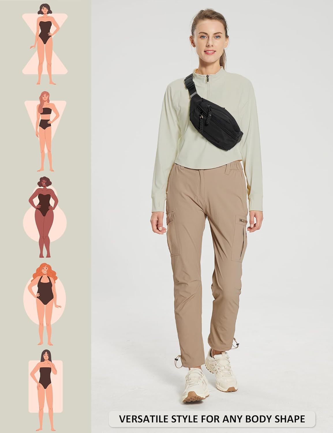 MOURCE Womens Hiking Pants Lightweight - Quick Dry Water Resistant Cargo Pants Women with 7 Pockets & Adjustable Ankle Cuffs - Image 7