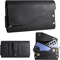 Vista 1 de Funda de cuero doble para teléfono para dos teléfonos, funda de teléfono doble para hombre, cinturón con clip para cinturón para iPhone 16 Pro Max