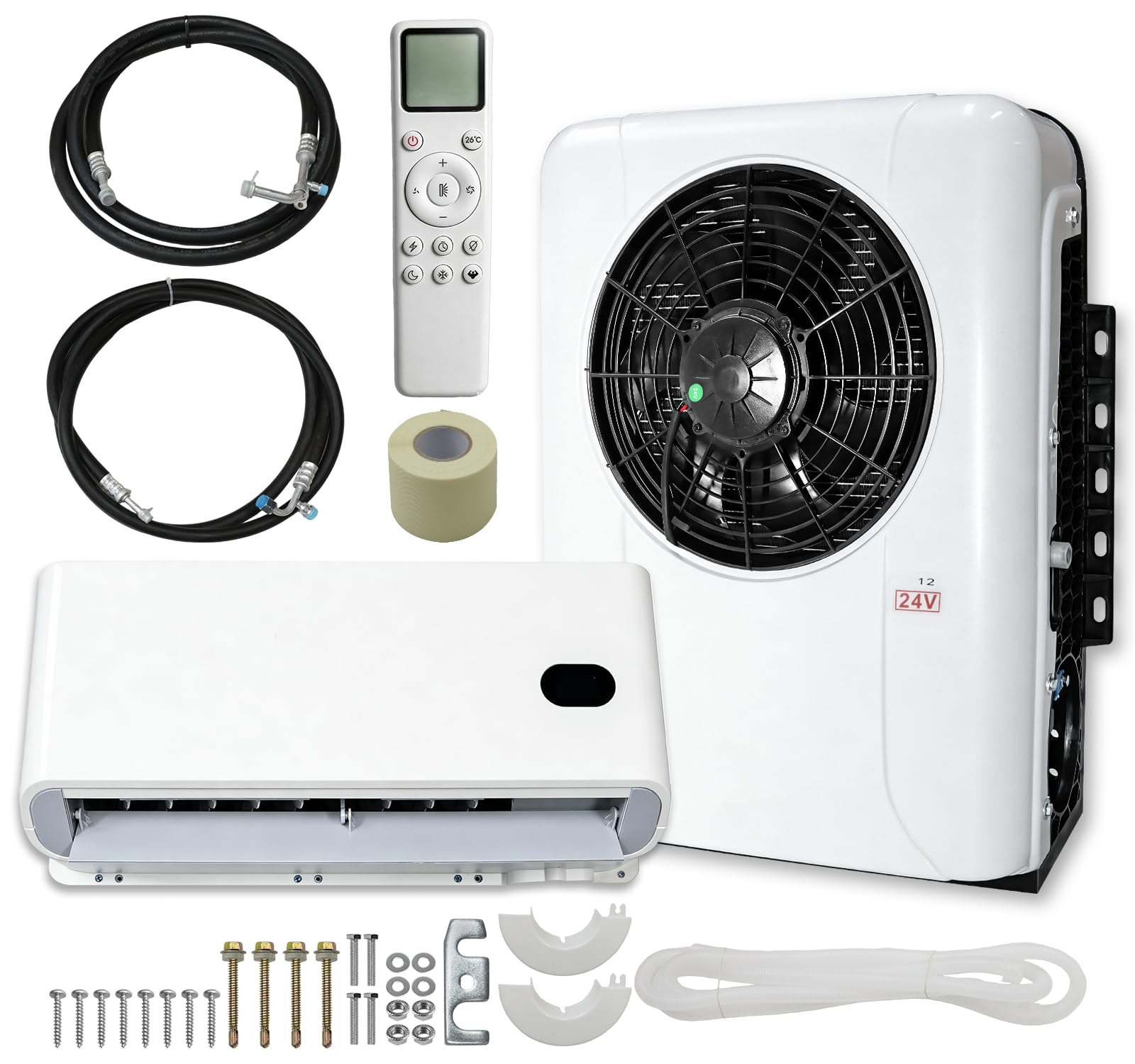 Photo 1 of 24V Truck Air Conditioner, 10000 BTU Split AC Unit, 24V Air Conditioner - Mini Split DC APU for Trucks/RVs/Vans - Low Noise Cooling System (Semi, Pickup, Sleeper Cab, Buses, Car)