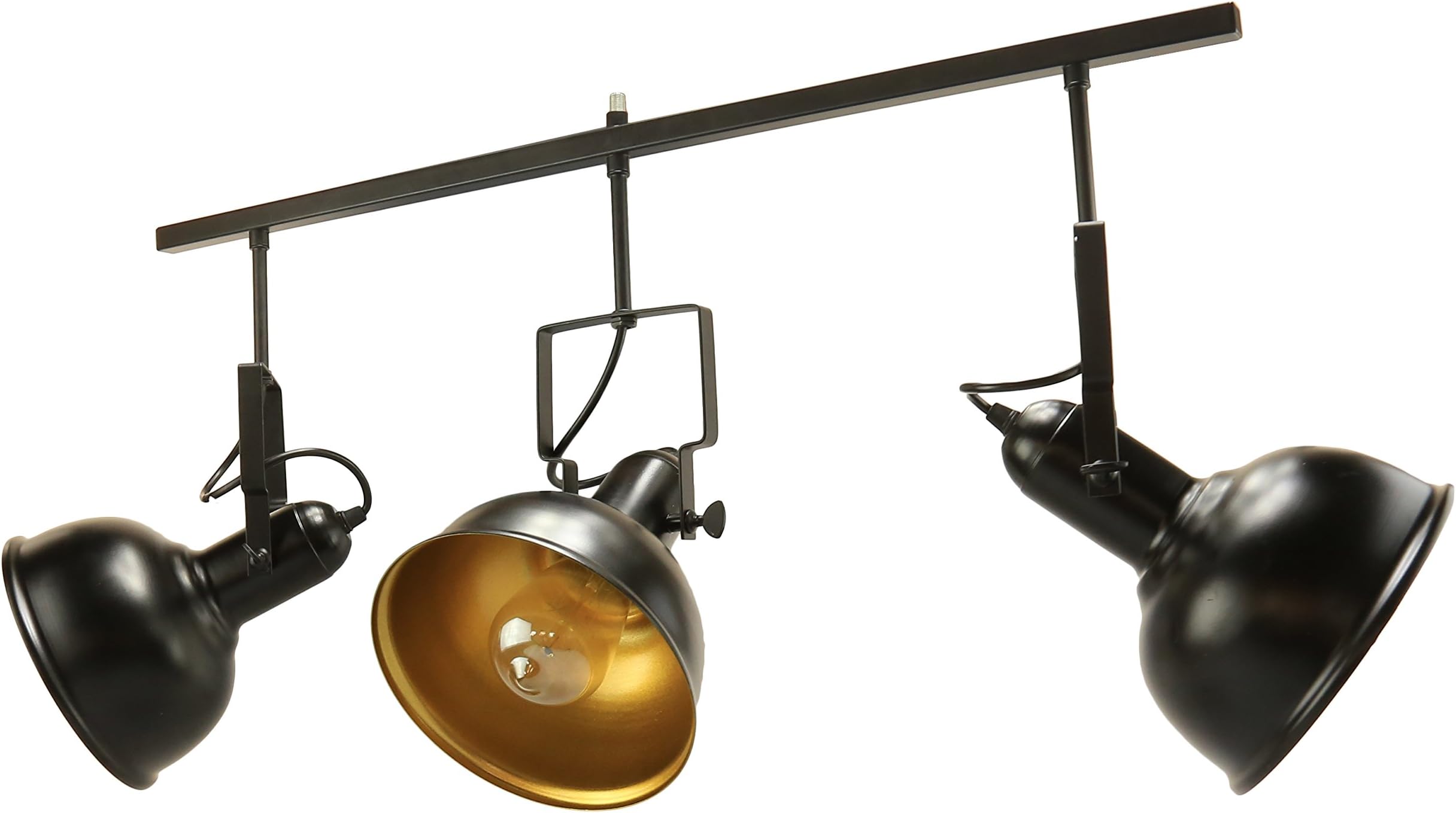 Adjustable Dome Track Lighting, Motent Vintage Industrial Matte Black Metal Bowl Shaped Pendant Lampshade Retro 3-light Spotlights Kit Ceiling Flush Mounted Fixture for Resturant Garage Aisle - 7" Dia