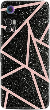 K l fland TCL 30 ile Uyumlu Telefon K l f , Silikon, Geometrik Desenli, Pembe  eritli, Siyah Mermer