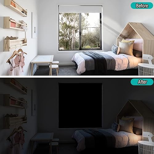 Miniatura 8 de Cortinas opacas portátiles de 118 x 57 pulgadas, persianas opacas para ventanas con cintas de gancho y bucle, cortinas de ventana 100% opacas,