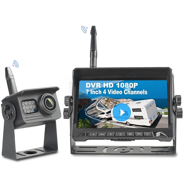 Buy RV Backup Camera Wireless DVR Recording FHD 1080P w/ 7" Monitor, Up