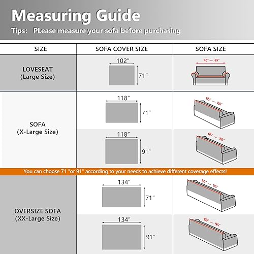 Miniatura 5 de MEETSKY Funda protectora para sofá seccional, ajuste universal para sofá de 2 asientos, gruesa, lavable, suave al tacto, grande, 71 x 102 pulgadas,
