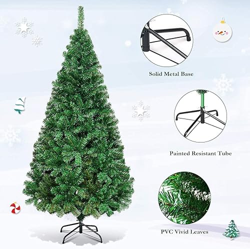 Miniatura 9 de CHEFJOY - Árbol de Navidad artificial verdant, árbol de Navidad realista de lujo con puntas de ramas de PVC y soporte de metal plegable, árbol de