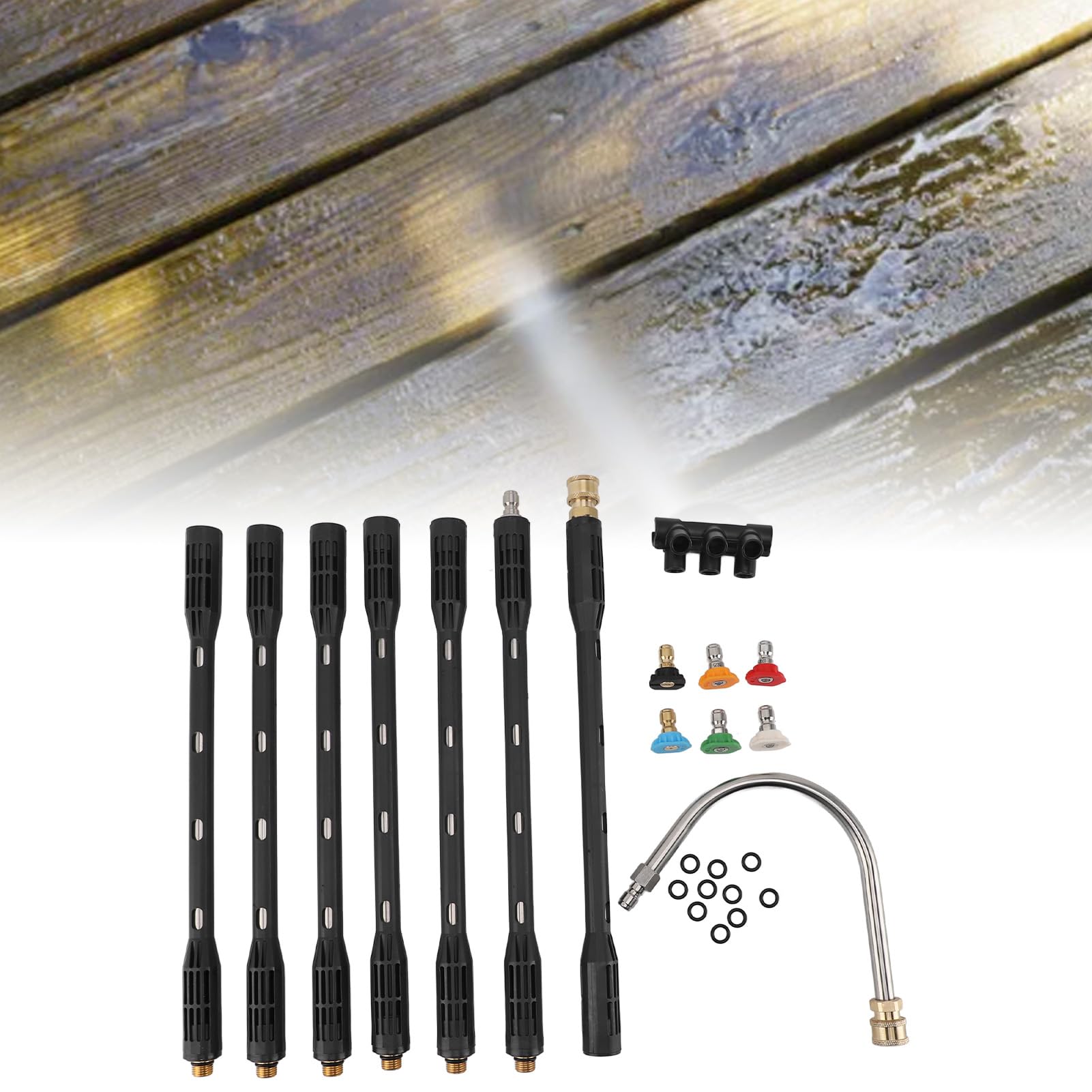 Varita de Extensión para Lavadora a Presión, Juego de Lanza de Acero Inoxidable con Longitud Ajustable, Diseño Ergonómico, para Uso Industrial