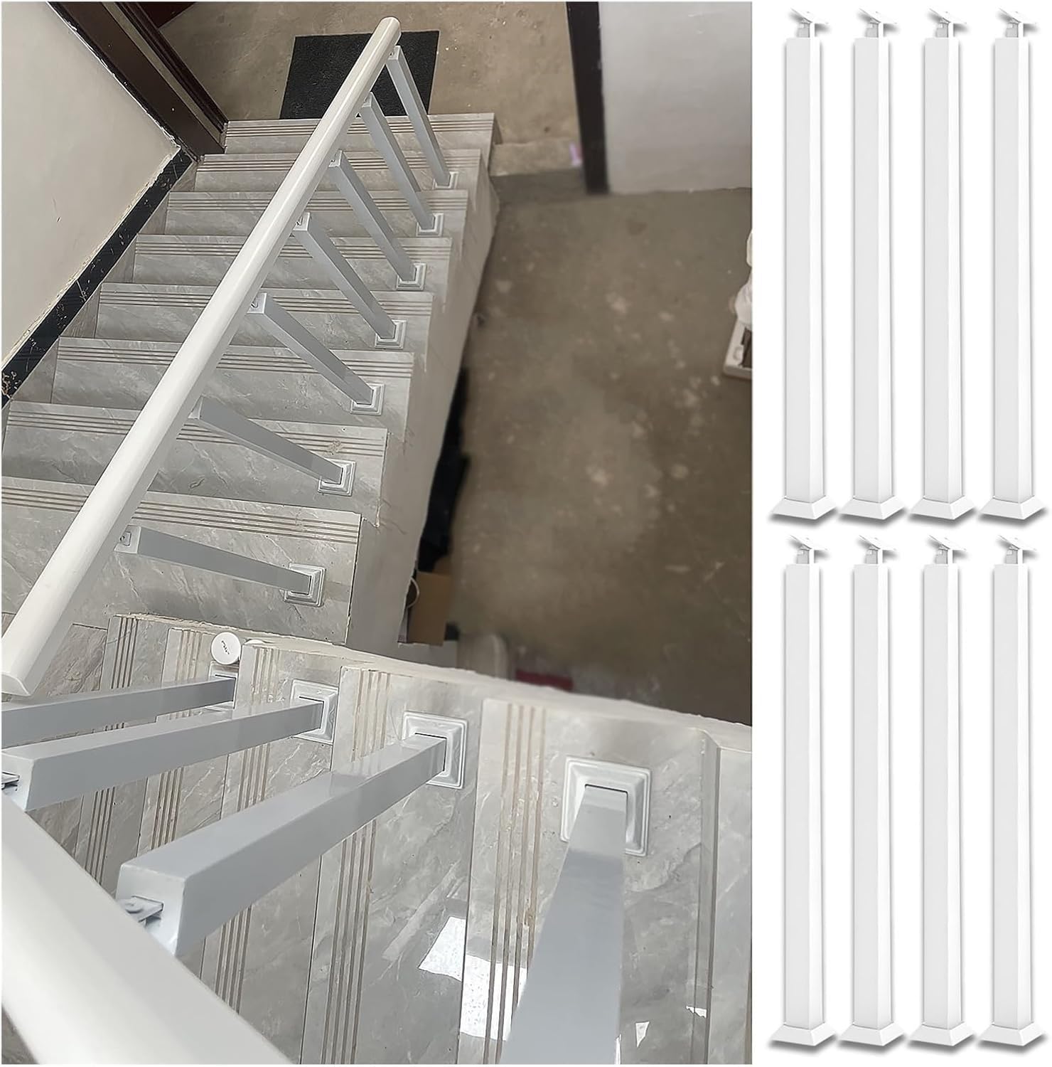 Supports de rampe réglables Lot de 8 fixations 75 cm articulées pour balustrade d'escalier