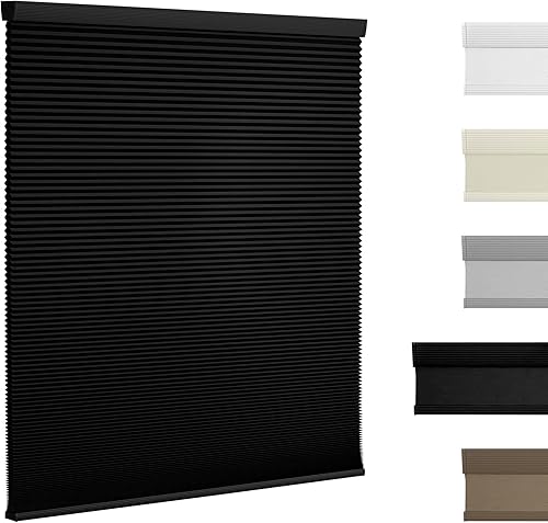Boolegon Persianas celulares opacas sin cordón, persianas celulares con aislamiento térmico para ventanas, color negro