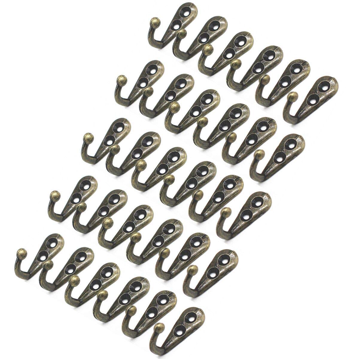 DD-life 30pc Vintage Bronze Wall Mounted Single Hook Hangers (B)