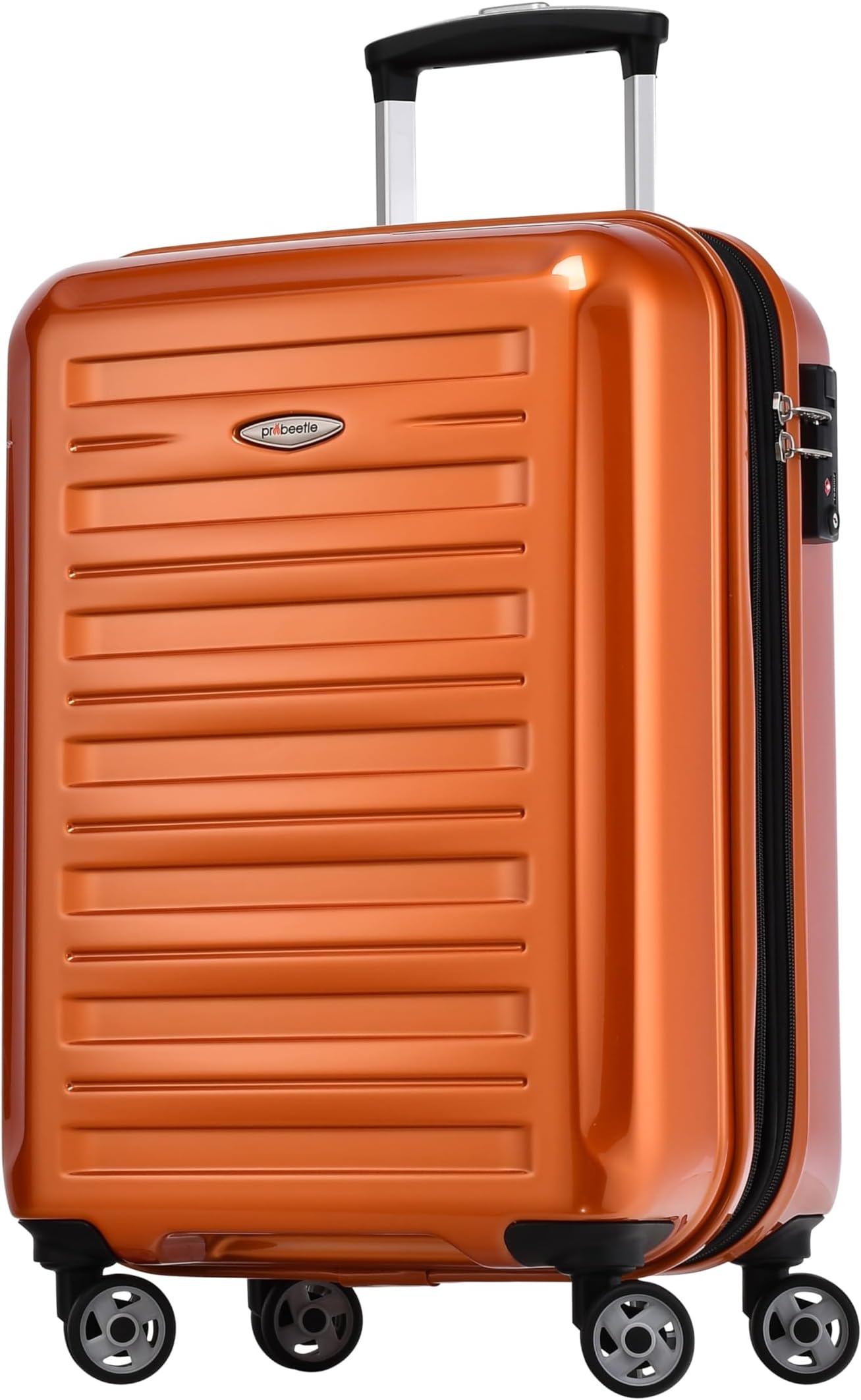 Probeetle by EminentHand Luggage Voyager IX Expandable Small 55cm 47/56L Super Lightweight 4 Double Wheels 360° Hard Shell Suitcase Orange