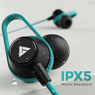 Boult Audio Bassbuds Loop 2 Wired in Ear Earphones with Mic, 10mm Powerful Driver for Extra Bass with Customizable Ear Loop (Teal Blue)