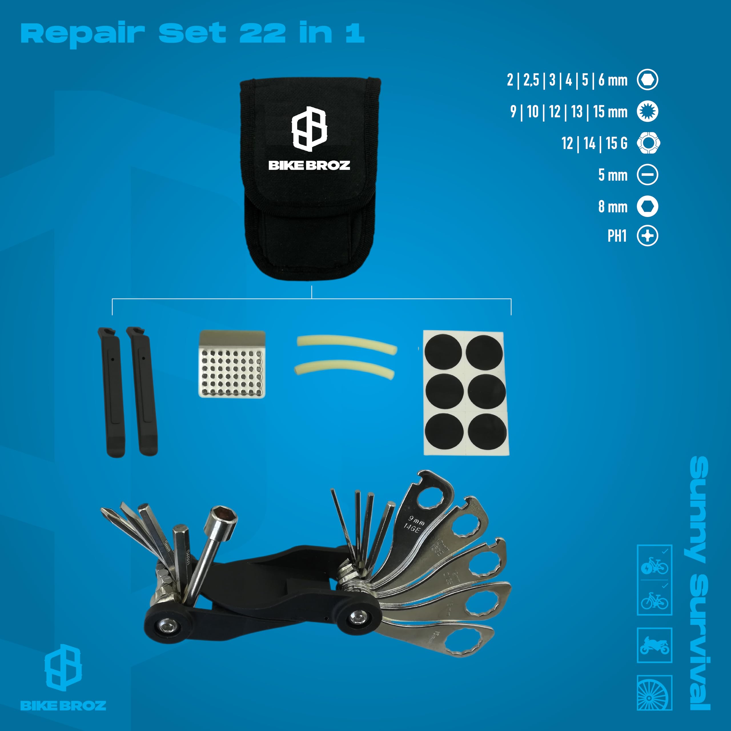 FAHRRAD-REPARATUR-SATZ BIKEBROZ, SUNNY SURVIVAL - 2