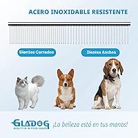 Vista 4 de GLADOG Juego de tijeras profesionales 5 en 1 para aseo de perros con puntas redondas de seguridad, tijeras afiladas y resistentes para el aseo
