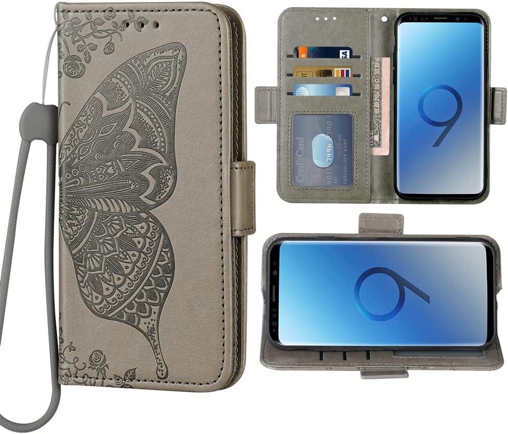 WWAAYSSXACompatible with LG G7 ThinQ Wallet Case Wrist Strap Lanyard Leather Flip Card Holder Stand Cell Phone Cover for LGG7 One G 7 Plus Grey