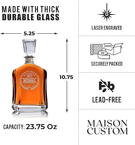 Miniatura 3 de Personalized Whiskey Decanter - Fathers Day Gifts for Dad, Husband, Him, Husband - Custom Whiskey Gifts for Dad - Father's Day Gift Idea - Whiskey,