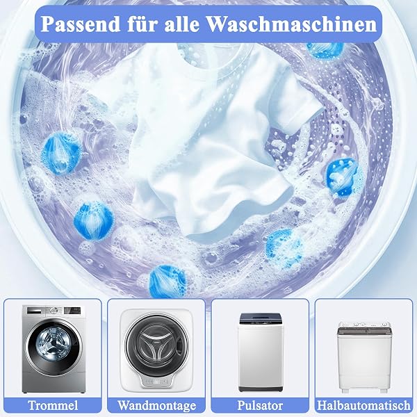 Attrape Poils Machine a Laver Réutilisables, Lot de 12 Boule Anti Poils Machine a Laver pour Chat et Chien, Peluches et Résidus – Compatible Tous Types de Lave-Linge (Bleu) - 4