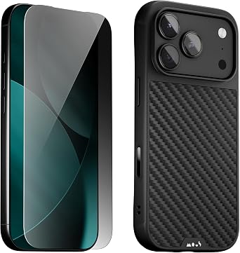 Mous for iPhone 17 Pro Case and Privacy Screen Protector, Military-Grade Protection Shockproof Carbon Fibre Phone Case for iPhone 17 Pro