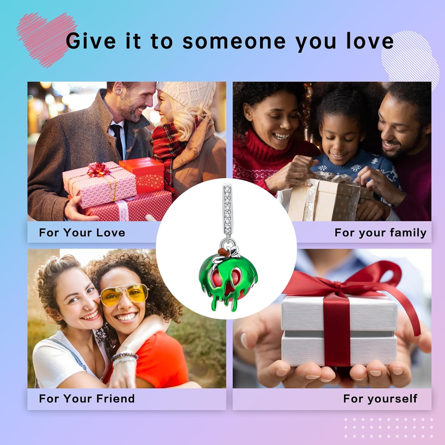 LUXILLA Red Apple Earrings 925 Sterling Silver Earrings with Sparkling Cubic Zirconia Cute Charm Stud Ear Jewelry for Women's Birthday Gifts - Image 7