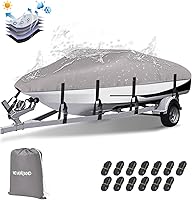 Vista 12 de NEVERLAND Funda para Barco Remolcable Impermeable de Servicio Pesado Grado Marino Lona de Poliéster se Adapta a Forma en V/Casco en V y Tri-Casco