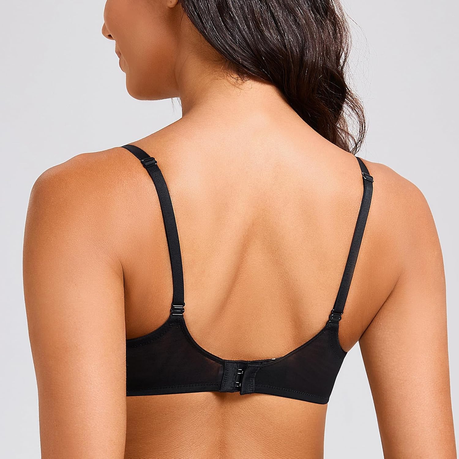 MELENECA Women's Sexy Lace Push Up Plus Size Sheer Balconette Underwire Unlined Bra - Image 2