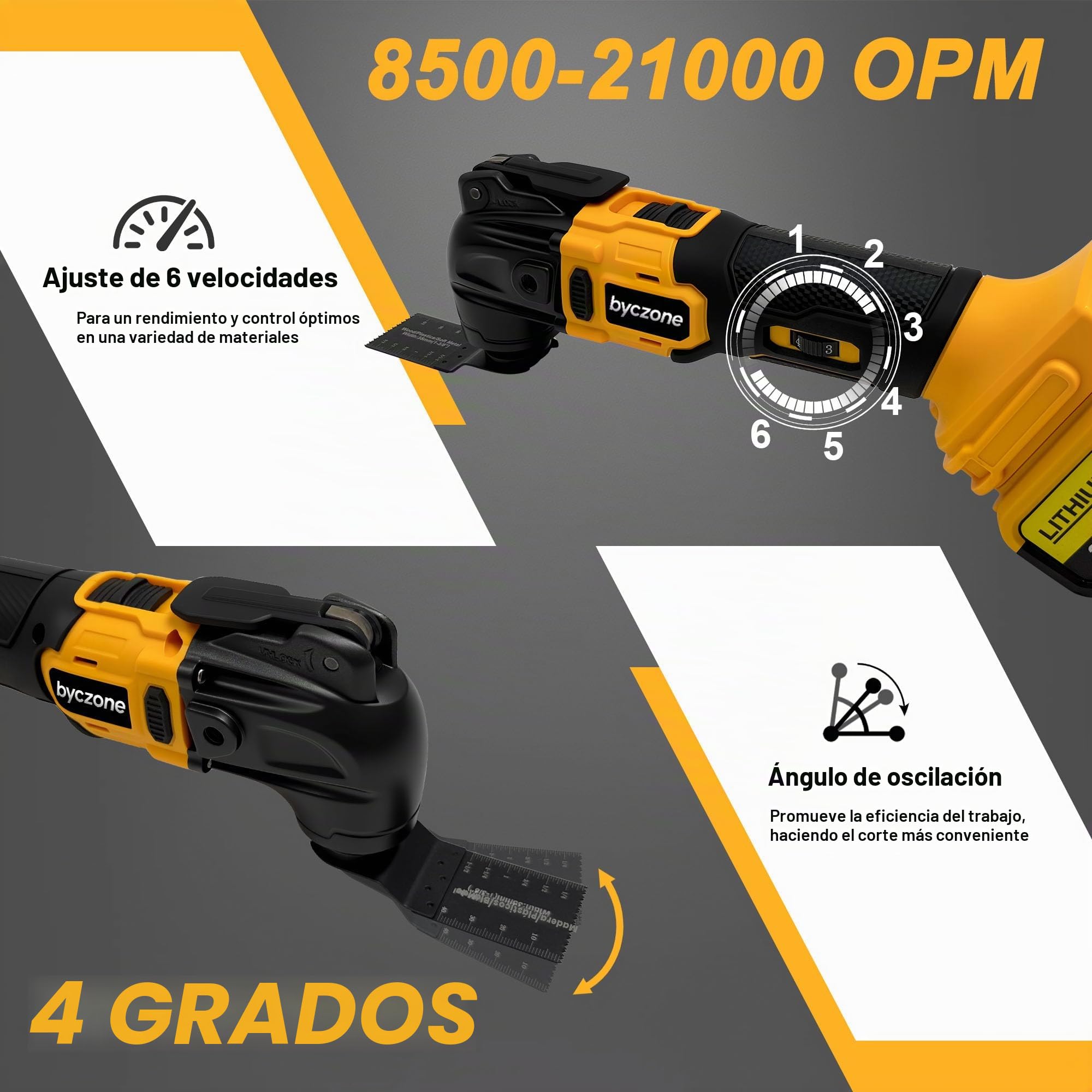 Multiherramienta oscilante inalámbrica para batería DeWalt de 18 V, multiherramientas inalámbricas con 6 velocidades variables, ángulo de oscilación de 4°, herramienta oscilante de 23 piezas para