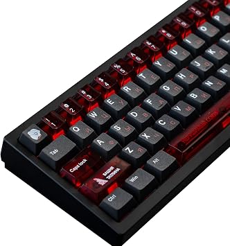 Red War Theme - Cherry Profile Custom Keycaps for Cherry Gateron MX Switch Mechanical Keyboard PBT+PC Material + Special Coating 149 PBT+46PC Keys