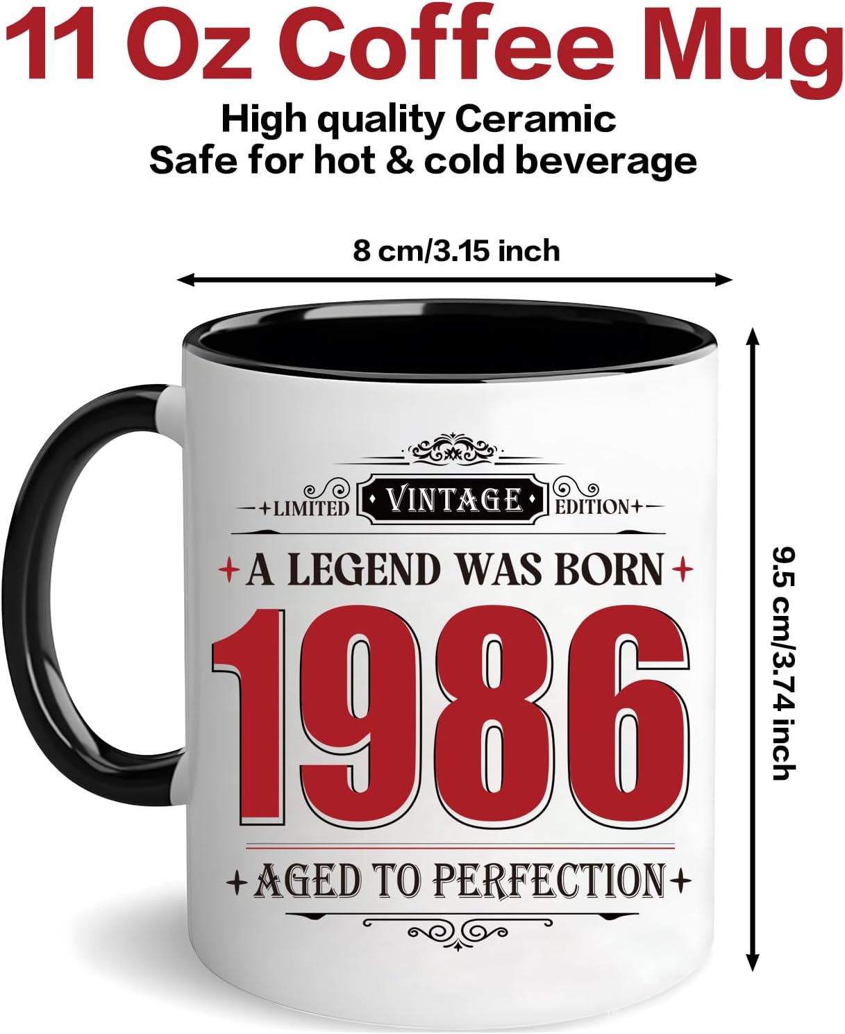 40th Birthday Gifts for Women Him, 40 Year Old Vintage 1986 Mug Gifts, Forty Birthday Cups for Men Dad Husband - Image 2