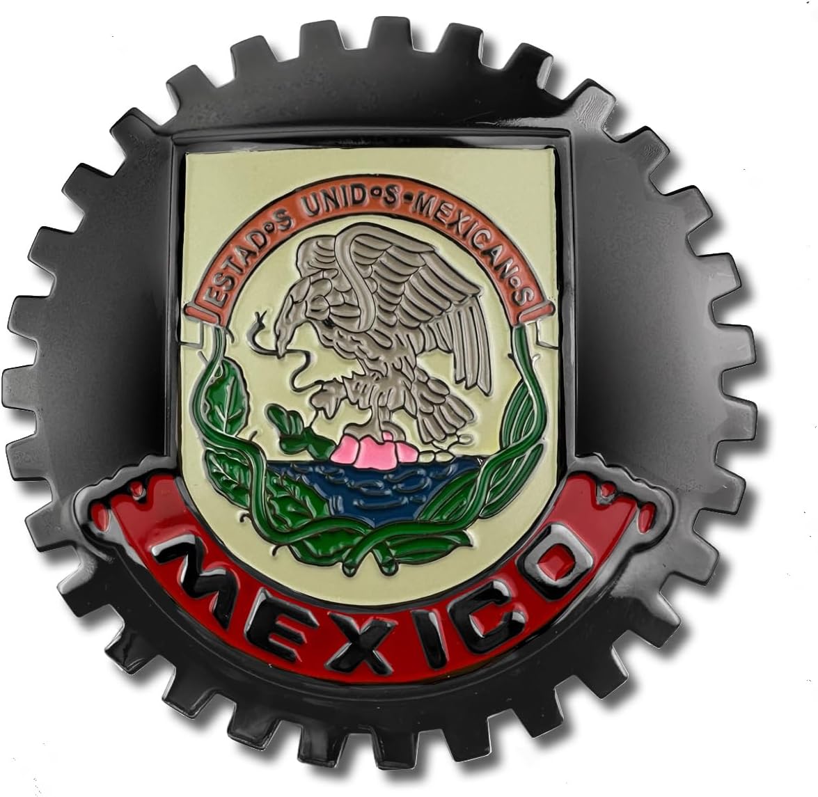 Gunmetal Black Mexico Grill Badge Mexican Emblem for Trucks and Cars
