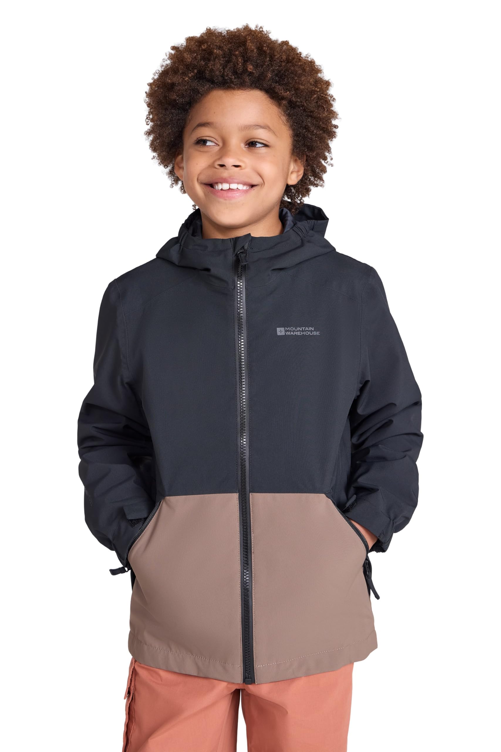 Mountain Warehouse Boys Black Rain Rover Kids Waterproof Jacket - Water Resistant, Adjustable Cuffs, Breathable & Girls Coat - Wet Weather Walking, School, Outdoors, Camping Teen Size 13 Years