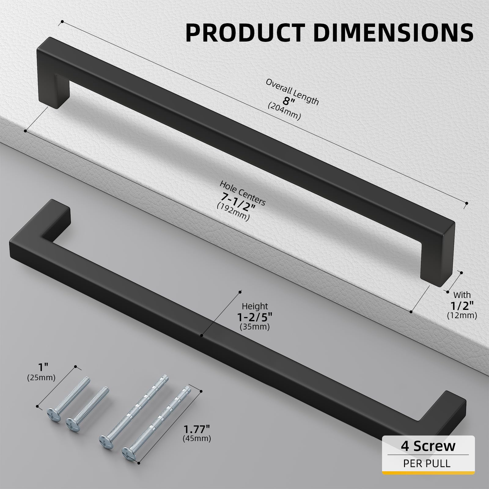 Black Square Bar Cabnet Pull Drawer Handles - Modern Hardware for Black Square Bar Cabnet Pull Drawer Handles - Modern Hardware for