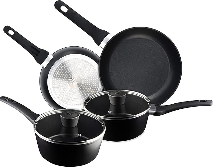 MasterChef Pots and Pans Set, 4 piece Induction Hob Pan Set of Non Stick Cookware