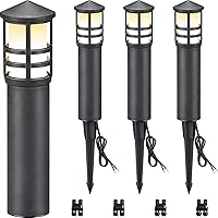 SUNVIE 4-Pack 3W LED Bollard Pathway Lights 3000K Warm White Low Voltage Landscape Lights for Walkway Garden Yard ETL Listed