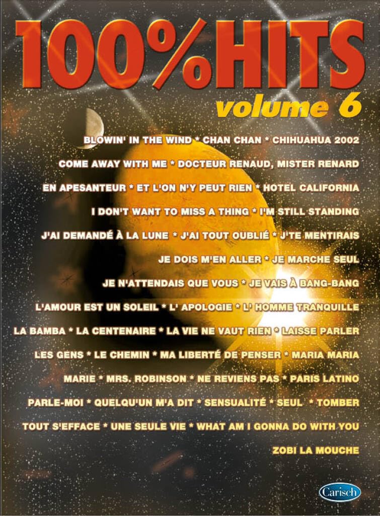 100% Hits volume 6 Piano Voix Guitare recueil de musique imprimé pour musiciens