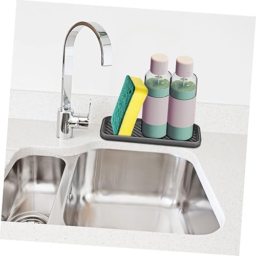 Miniatura 3 de Organizador de fregadero de cocina para baño, paquete de 2 unidades, jabonera de silicona, alfombrilla de drenaje para una fácil limpieza