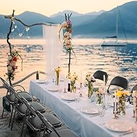 Vista 8 de VINGLI Paquete de 10 sillas plegables negras con asientos acolchados, marco de metal con asiento y respaldo de piel sintética, capacidad de 350