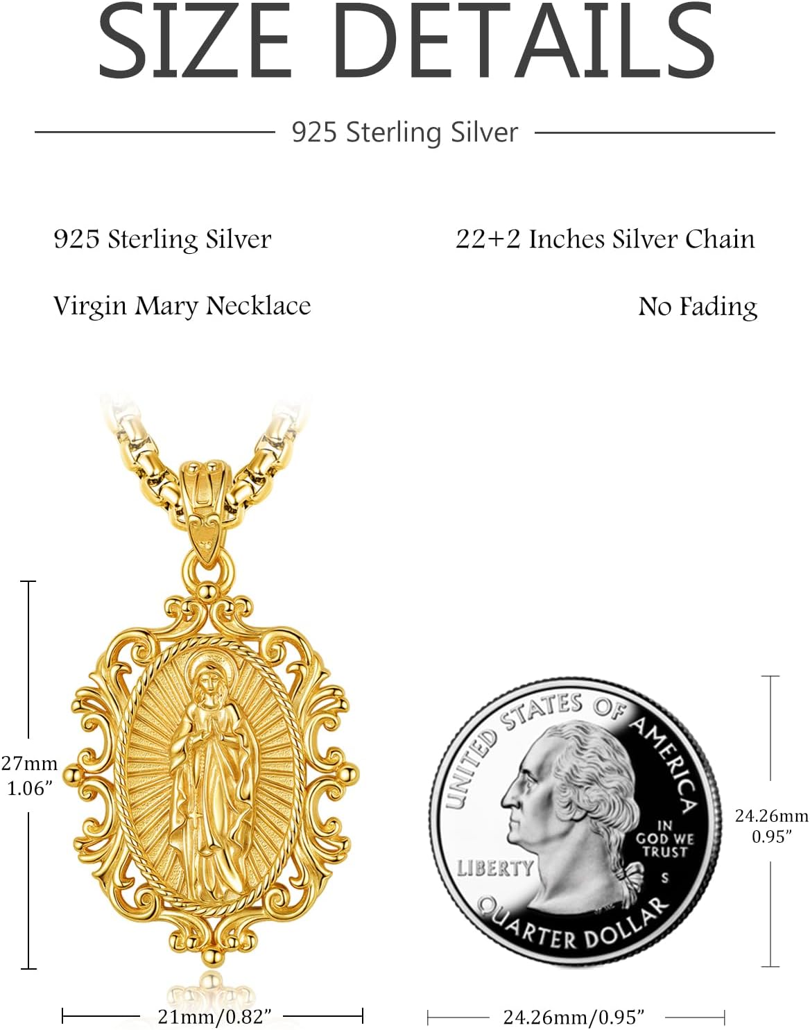 14K Gold Plated Virgin Mary Necklace Cross Necklace for Women Christmas Jewelry Wedding Anniversary Birthday Gifts for Wife Her Mom - Image 4