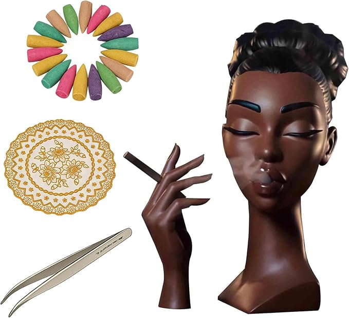 Head Incense Burner Black Woman, Black Women Incense Holder