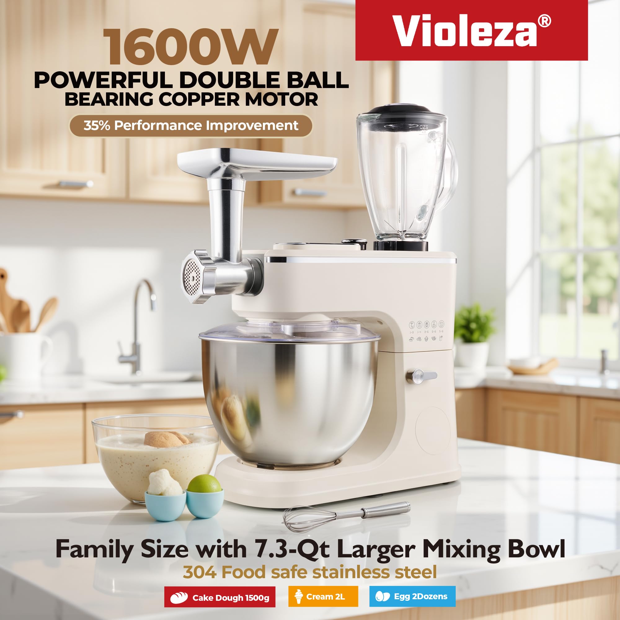 Better Chef Convertible Stand & Hand Mixer | 350-watt Motor | 5-Speeds & Boost | Rotating Stainless Bowl