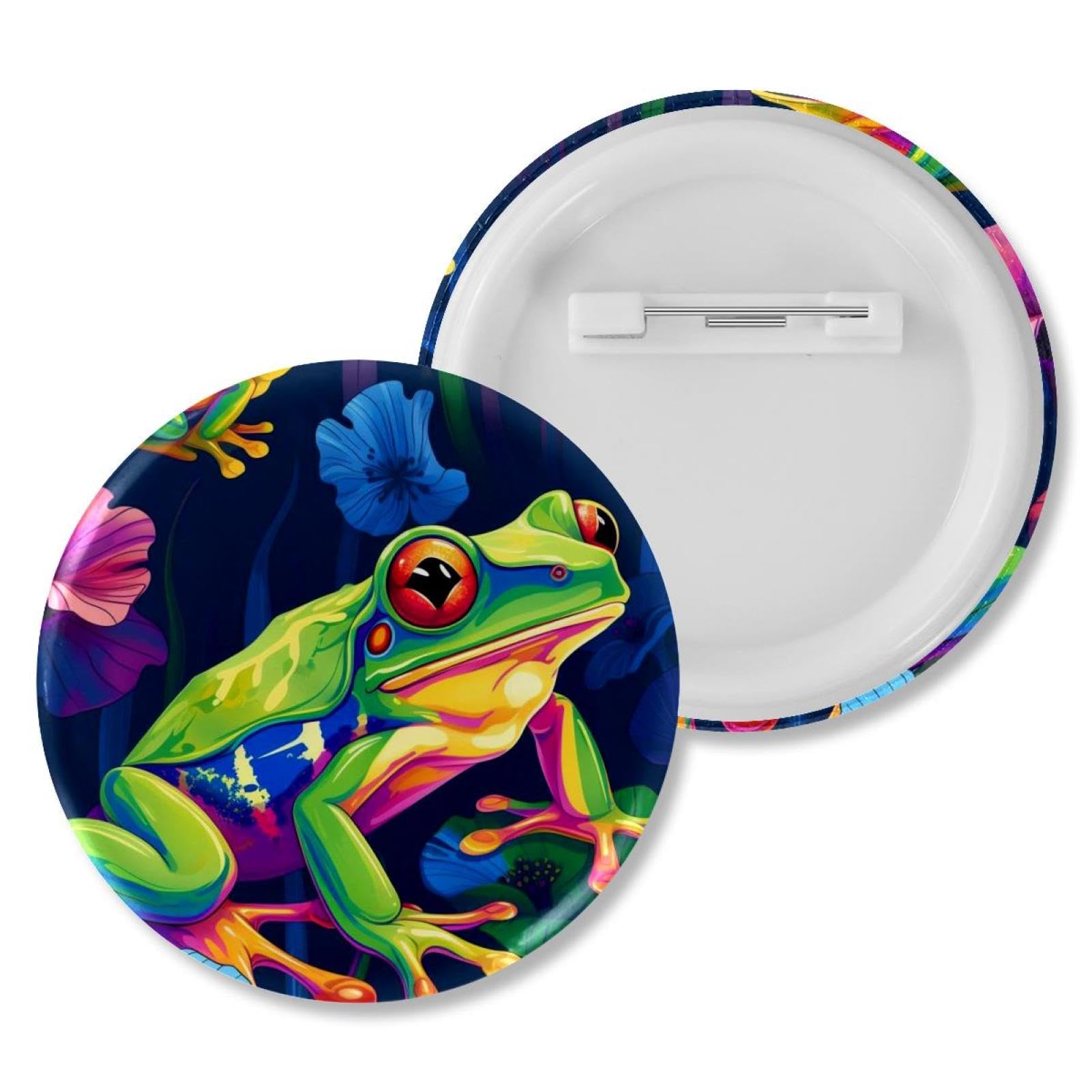 6-Pack Children's Durable and Trendy Button Pins, Adorable Brooches Perfect for Attaching to Clothes, Backpacks, Caps, and Jackets, Colorful Frog