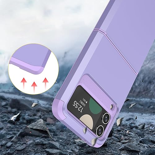 Miniatura 3 de Asuwish Compatible con Samsung Galaxy Z Flip 4 5G 2022, accesorios para celda, resistente, delgada, de goma, protectora de policarbonato duro, funda