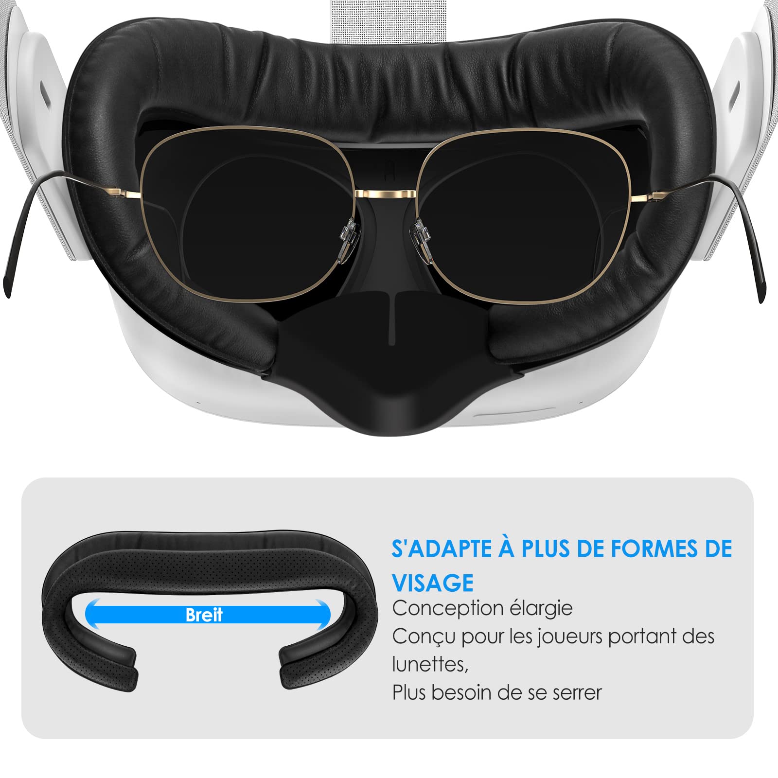 Interface Faciale pour Oculus Meta Quest 2 Accessoires Kit 7 en 1 avec Coussin de Protection