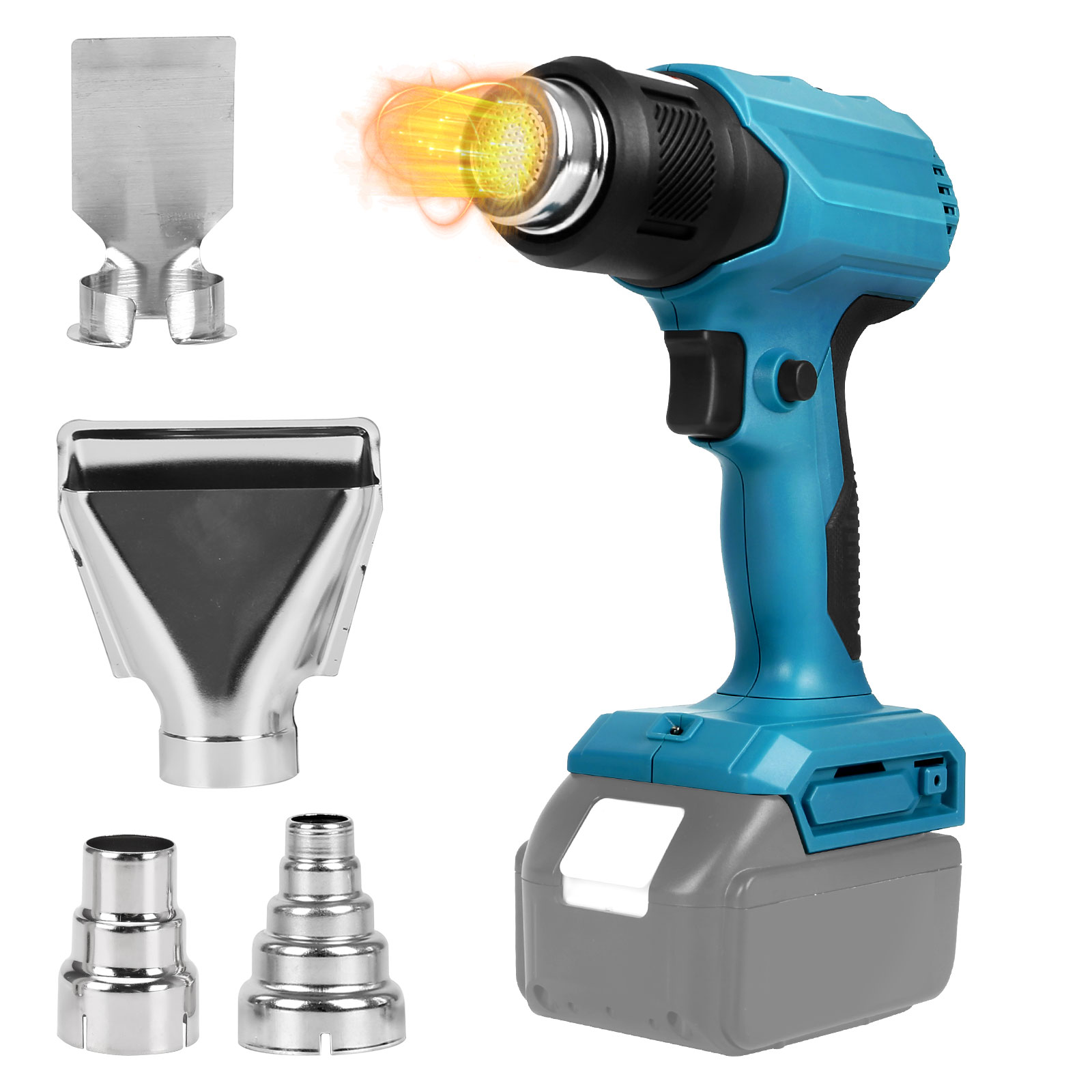 Pistolet à Air Chaud Sans Fil 20V Makita – 300-580℃ Réglable, 2000W Puissant, Kit 4 Accessoires, Pour Décapage Peinture, Pliage Tuyaux, Séchage, Soudure Plastique
