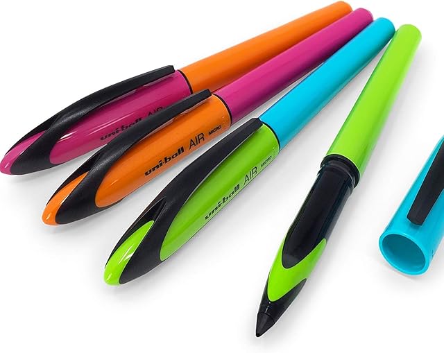 uni-ball Air  0.5mm Rollerball - Blue, Green, Pink and Orange Barrel - Black Ink  Pack of 4 - UBA-188E-M