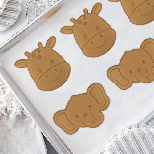 Miniatura 6 de Moose Goods Cortadores de galletas de animales Safari con sellos, juego de 10 cortadores de galletas con elefante, jirafa, mono, cebra, león, lindo