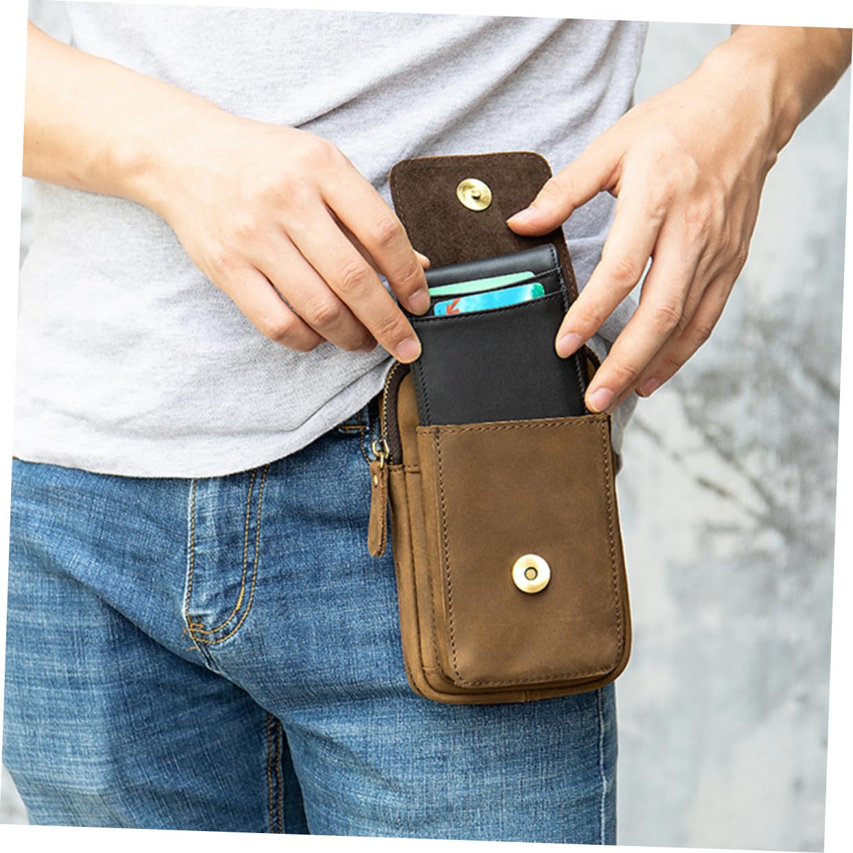 Healifty Pochette Téléphone Portable Étui Ceinture avec Porte-clés Multifonction pour Randonnée Camping Cyclisme Hommes Femmes