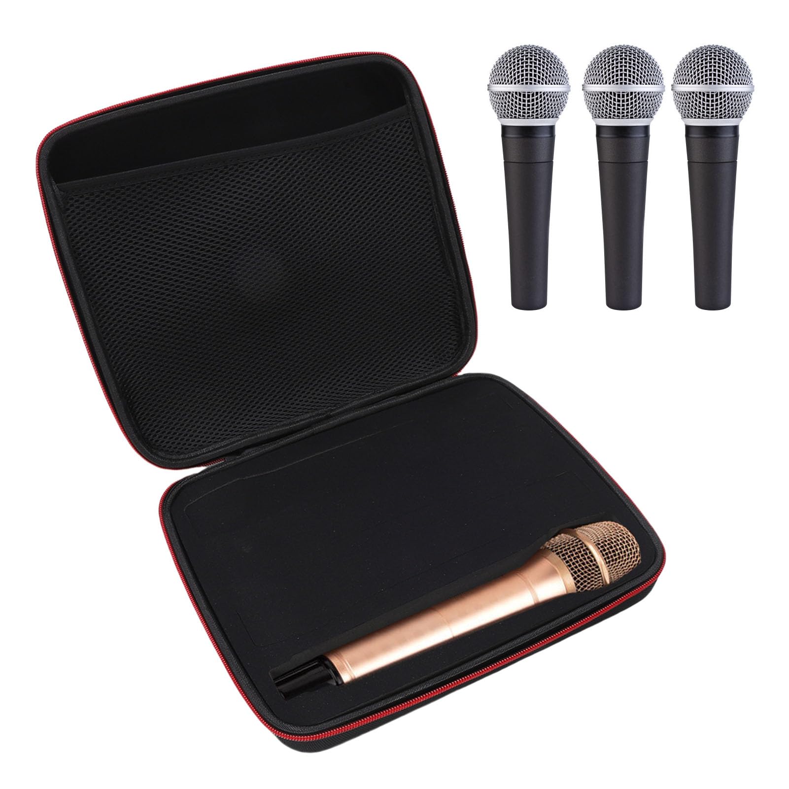 GOWENIC Étui pour Microphone sans Fil à 4 Emplacements, Sac de Transport Résistant aux Chocs pour Micro Portable avec Doublure Intérieure Douce, pour Récepteurs, Adaptateurs, Câbles,
