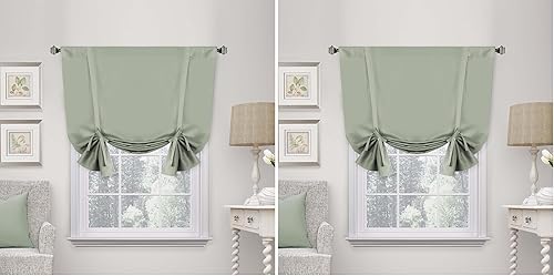 Miniatura 12 de H.VERSAILTEX - Cortina opaca de atar, con aislamiento térmico, bolsillo para varilla, cortina corta para baño, cortina de atar para ventana pequeña,